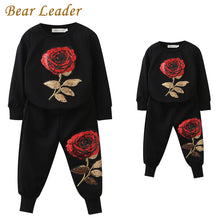 Long Sleeve Rose Floral Sweatshirt+Pants 2Pcs Suit