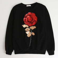 Long Sleeve Rose Floral Sweatshirt+Pants 2Pcs Suit